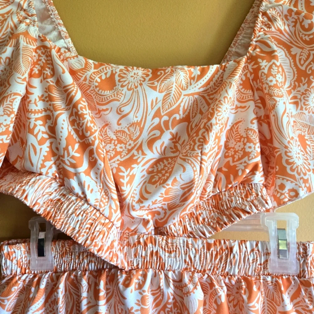 Shein Floral Print Cut Out Ruffle Hem Dress, M - Picture 3 of 5